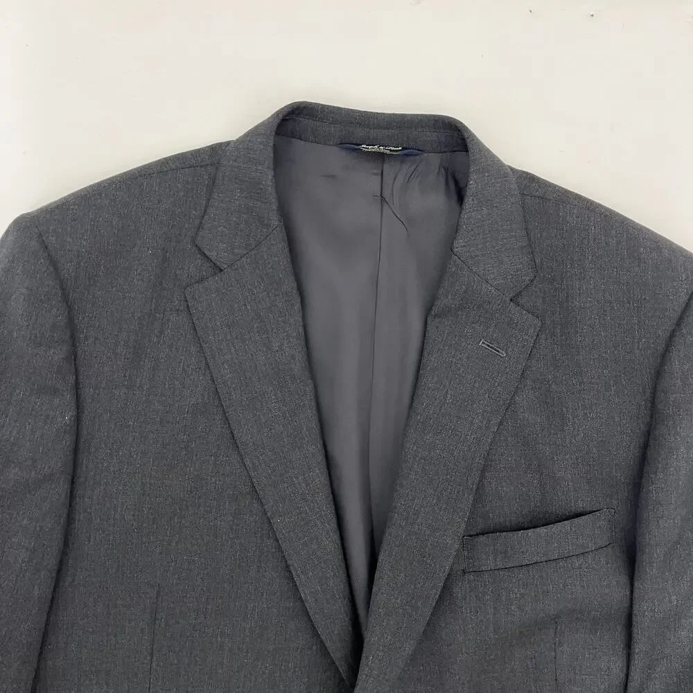 Joseph & Feiss Gold‎ Mens 44R Blazer Jacket Black Charcoal Wool Long Sleeve